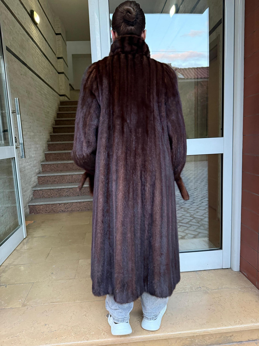 Long Mink Fur Coat, Medium Size, Brown Mink Fur Coat, Real Mink Fur, Vintage Fur Coat, Women's Fur Coat, Mink Fur Coat, Full-Length Fur Coat