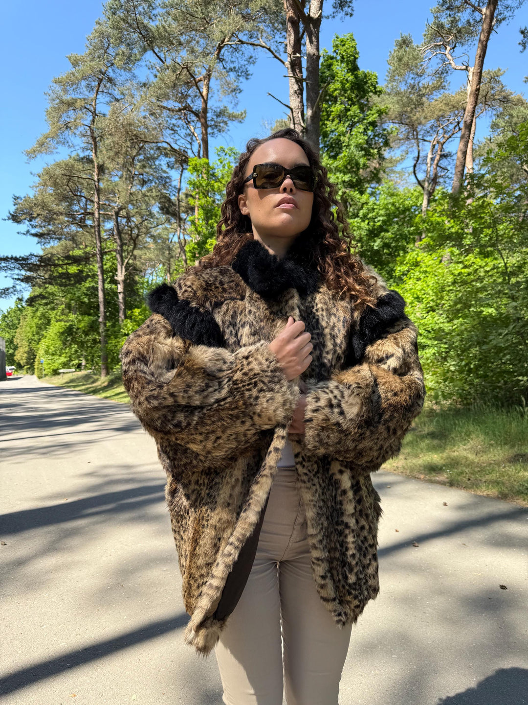 Rabbit Fur Lynx Printed, Large Size, Lynx Fur Jacket, Rabbit Fur Coat, Fur Coat, Womens Fur Jacket, Real Fur Coat, Lynx Fur Coat, Rabbit Fur