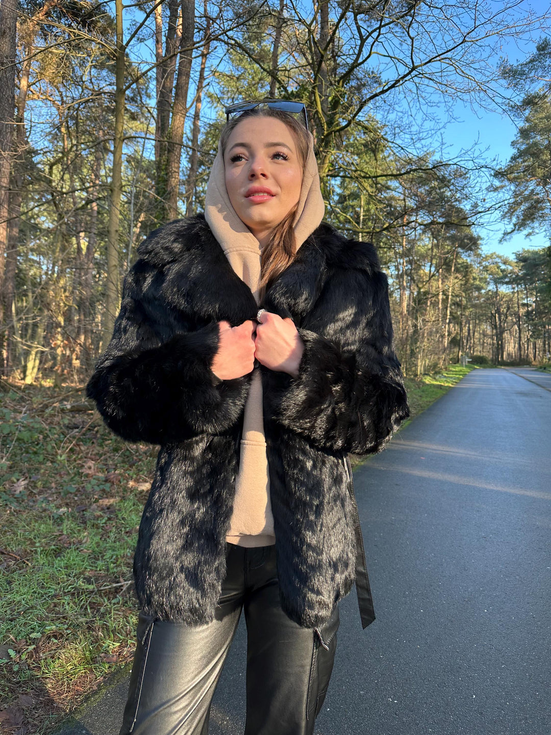 Black Rabbit Fur Coat, Medium Size, Vintage Style, Real Rabbit Fur, Shiny Black Fur, Elegant and Warm Women's Outerwear, Rabbit Fur Coa