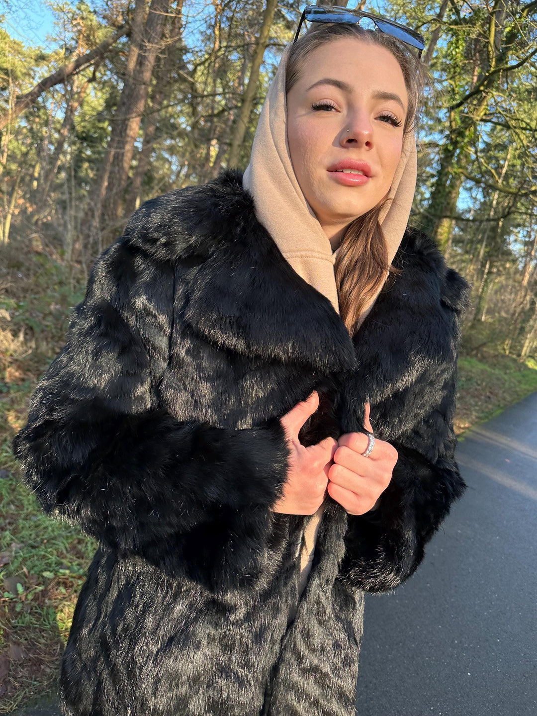 Black Rabbit Fur Coat, Medium Size, Vintage Style, Real Rabbit Fur, Shiny Black Fur, Elegant and Warm Women's Outerwear, Rabbit Fur Coa