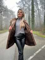Raccoon Fur Coat, Leather, Size XL