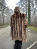 Raccoon Fur Coat, Leather, Size XL