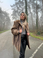 Raccoon Fur Coat, Leather, Size XL