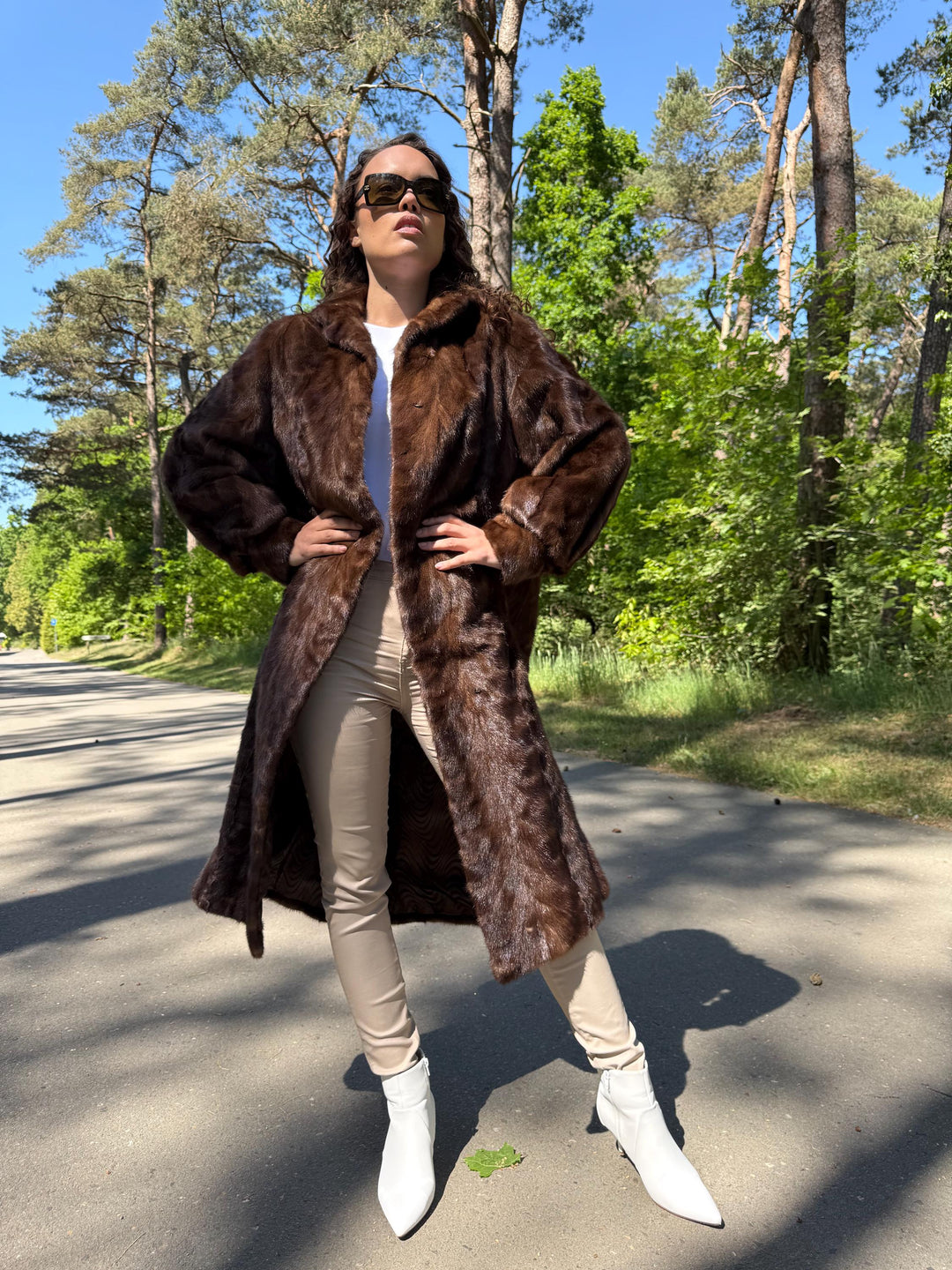 Pastel Mink Fur Coat Full Length, Light Brown Color, Full Mink Pieces, XXL Size, High-Quality Fur, Genuine Mink Coat, Luxury Womens Fur Coat