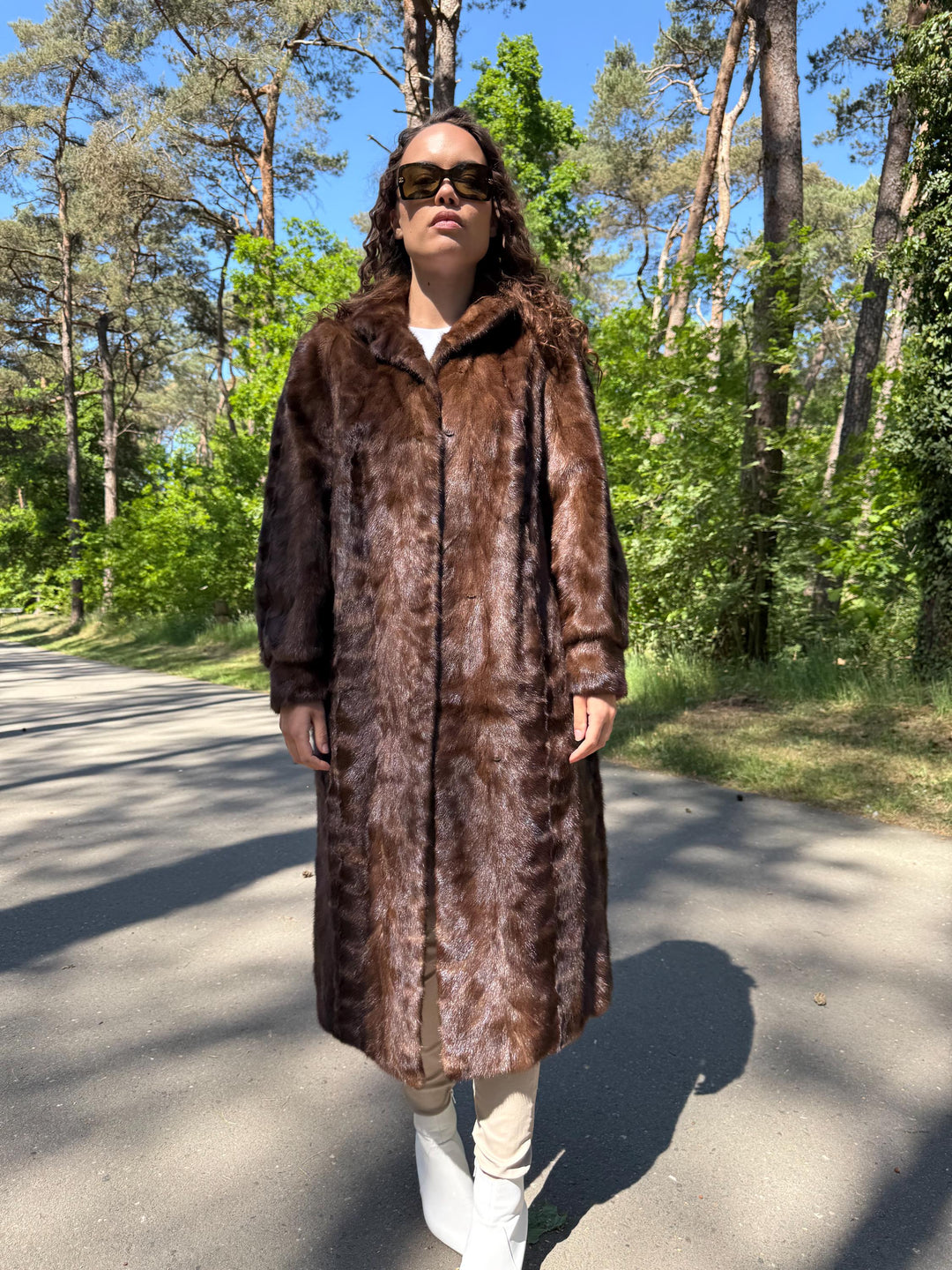 Pastel Mink Fur Coat Full Length, Light Brown Color, Full Mink Pieces, XXL Size, High-Quality Fur, Genuine Mink Coat, Luxury Womens Fur Coat