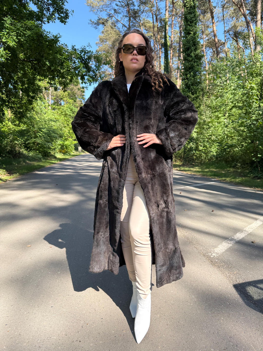 Sheared real Fur Coat, Large Size, Natural Brown Color, Thick  Fur Coat, Long Elegant Fur Coat, Real Beaver Fur, Vintage Fur Coat
