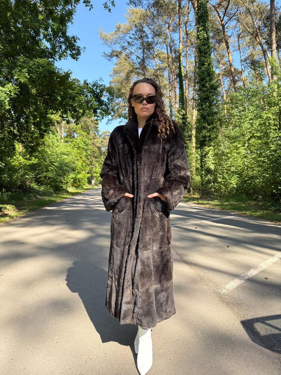 Sheared real Fur Coat, Large Size, Natural Brown Color, Thick  Fur Coat, Long Elegant Fur Coat, Real Beaver Fur, Vintage Fur Coat