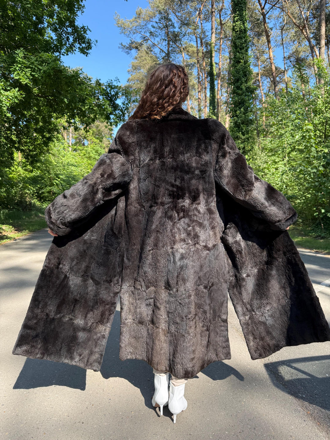 Sheared real Fur Coat, Large Size, Natural Brown Color, Thick  Fur Coat, Long Elegant Fur Coat, Real Beaver Fur, Vintage Fur Coat