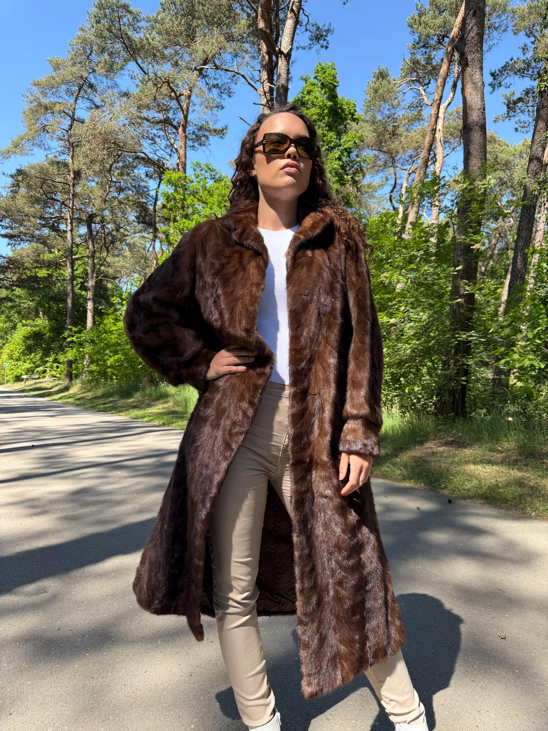 Pastel Mink Fur Coat Full Length, Light Brown Color, Full Mink Pieces, XXL Size, High-Quality Fur, Genuine Mink Coat, Luxury Womens Fur Coat