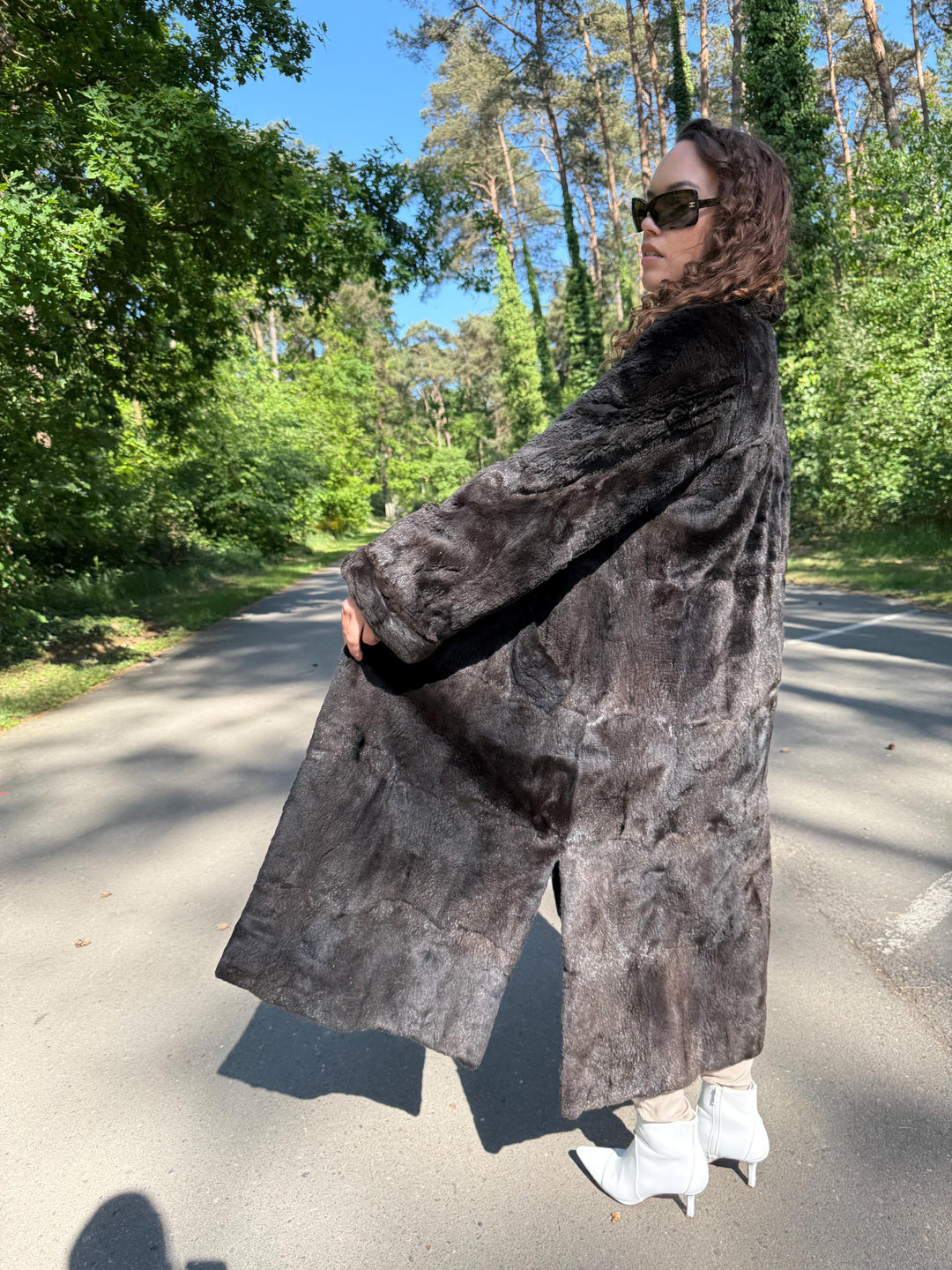 Sheared real Fur Coat, Large Size, Natural Brown Color, Thick  Fur Coat, Long Elegant Fur Coat, Real Beaver Fur, Vintage Fur Coat