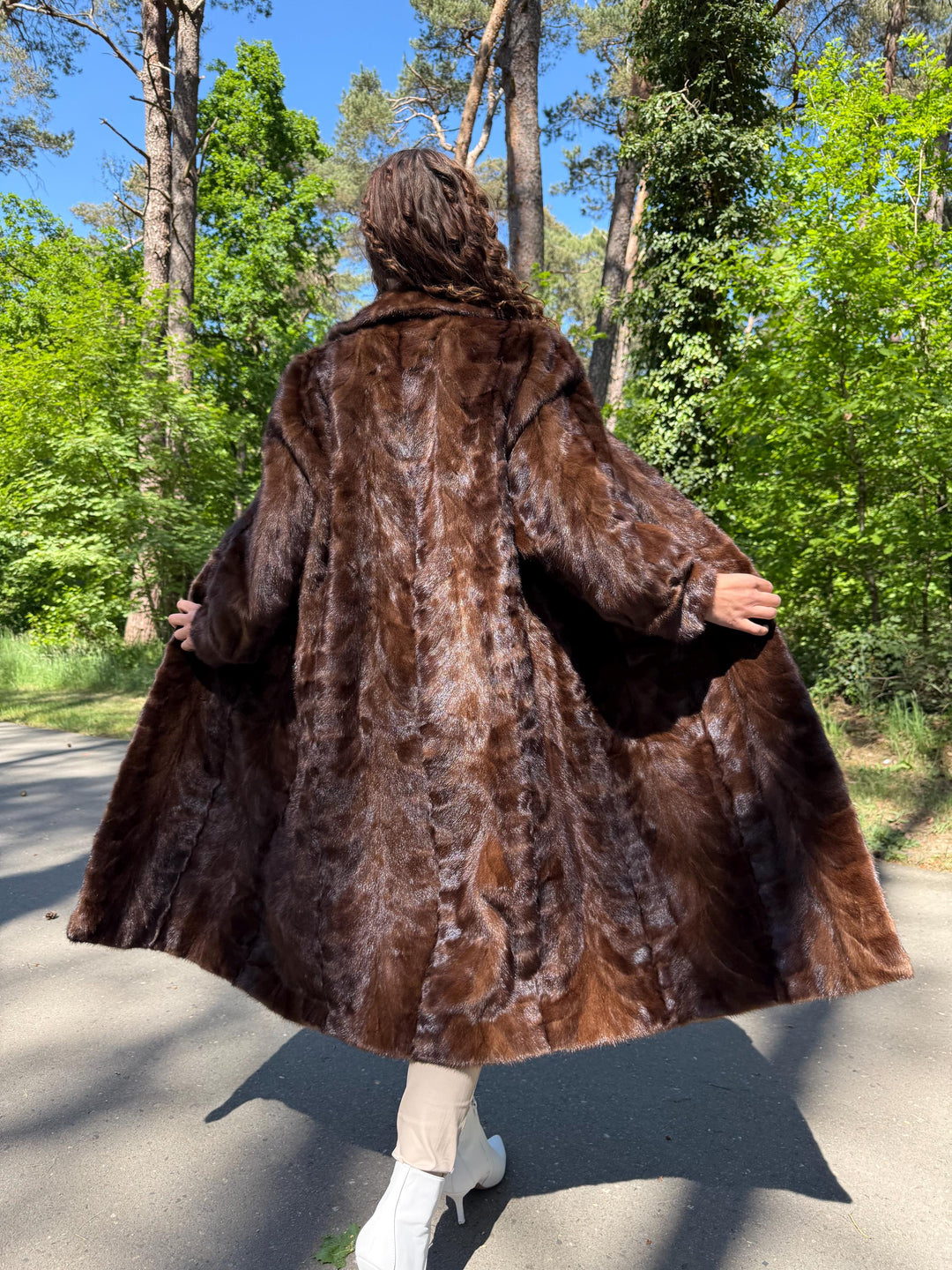 Pastel Mink Fur Coat Full Length, Light Brown Color, Full Mink Pieces, XXL Size, High-Quality Fur, Genuine Mink Coat, Luxury Womens Fur Coat