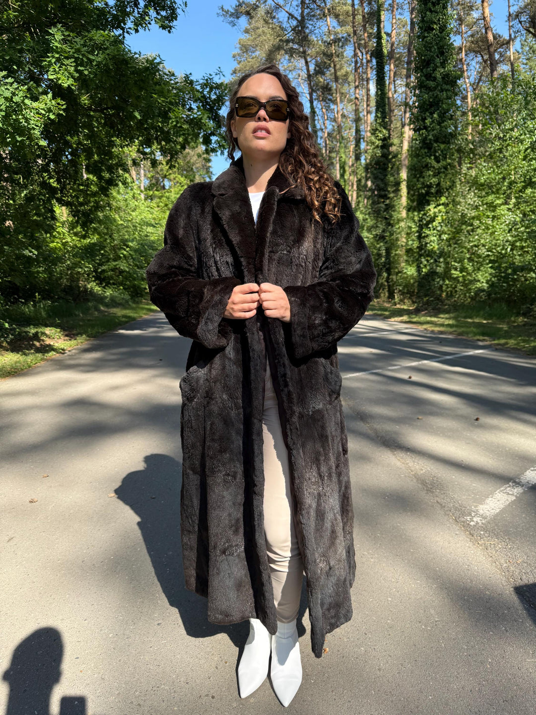 Sheared real Fur Coat, Large Size, Natural Brown Color, Thick  Fur Coat, Long Elegant Fur Coat, Real Beaver Fur, Vintage Fur Coat