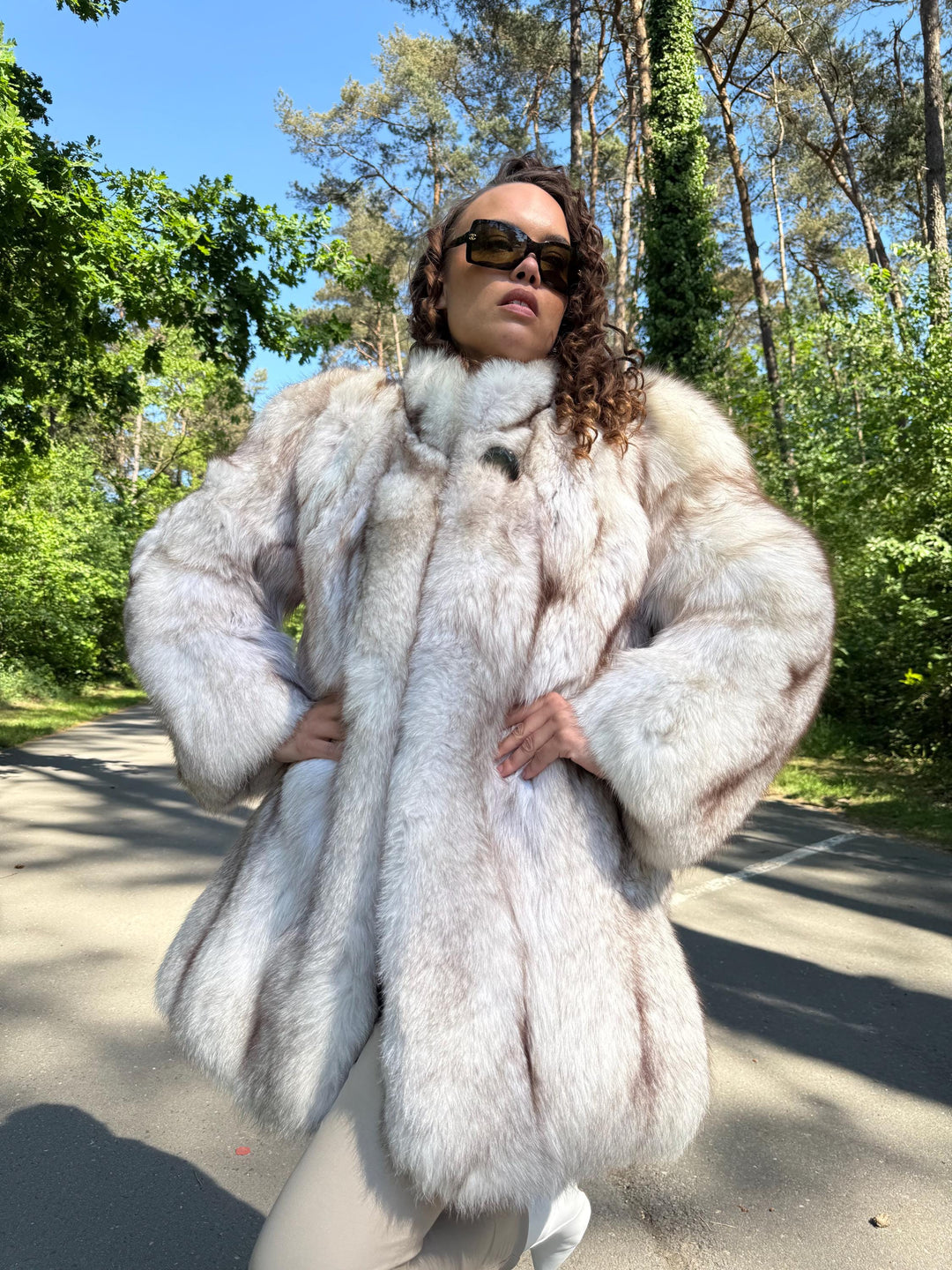 Blue Fox Fur Coat, Medium Size, Luxurious Outerwear, Soft Fluffy Real Fur, Elegant Bright White Look, Genuine Blue Fox Fur, Fox Fur Coat