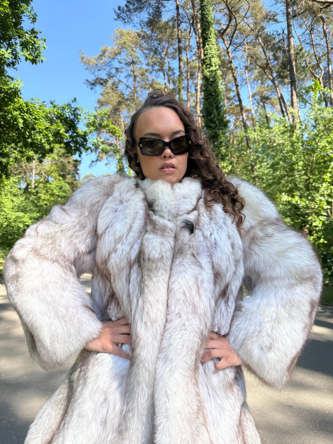 Blue Fox Fur Coat, Medium Size, Luxurious Outerwear, Soft Fluffy Real Fur, Elegant Bright White Look, Genuine Blue Fox Fur, Fox Fur Coat