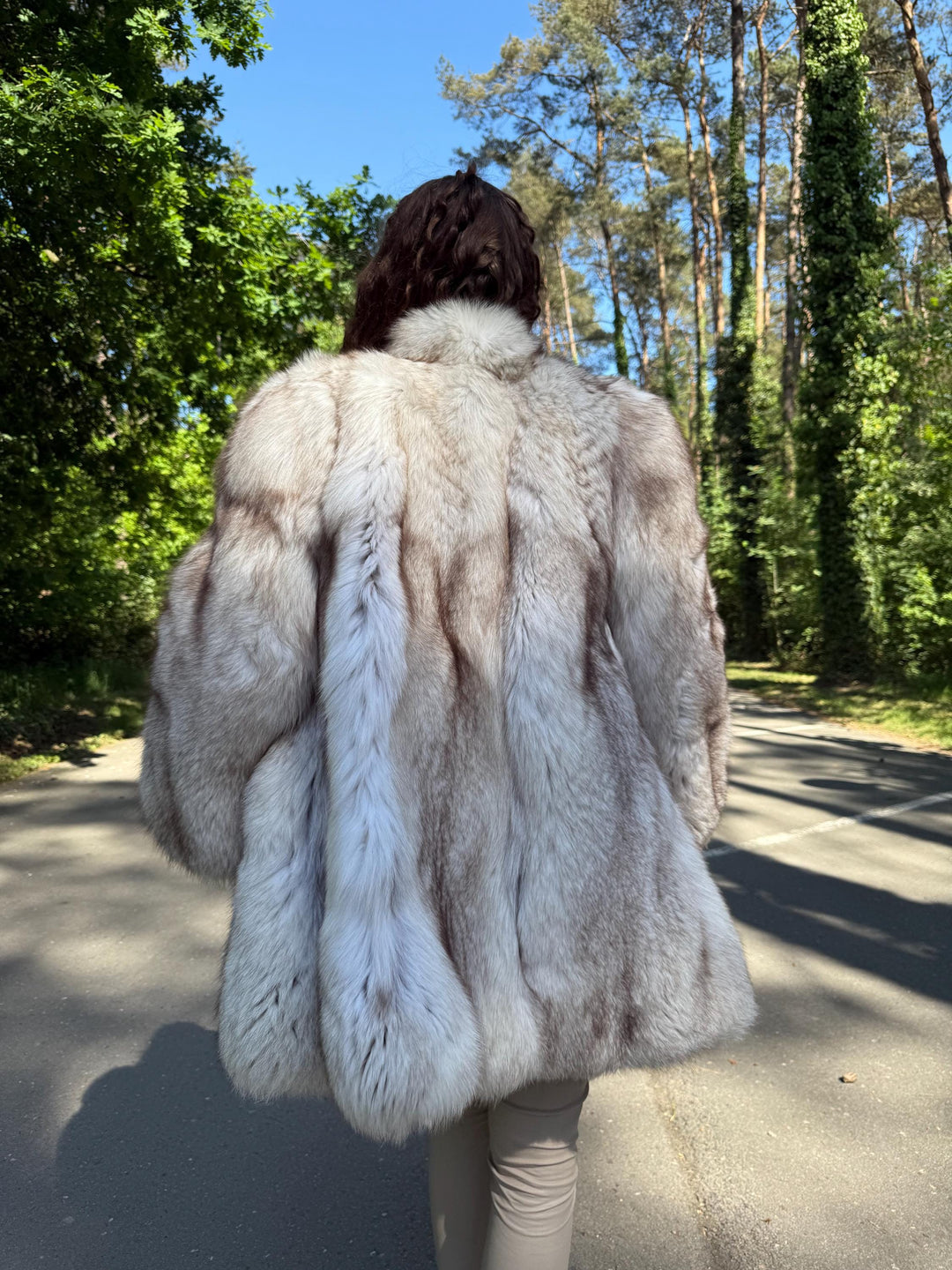 Blue Fox Fur Coat, Medium Size, Luxurious Outerwear, Soft Fluffy Real Fur, Elegant Bright White Look, Genuine Blue Fox Fur, Fox Fur Coat