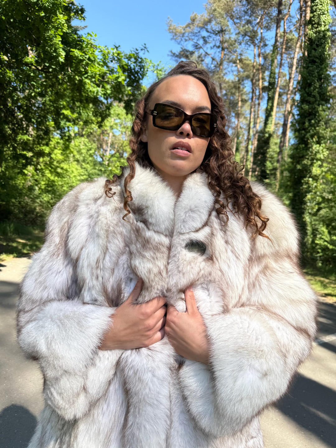 Blue Fox Fur Coat, Medium Size, Luxurious Outerwear, Soft Fluffy Real Fur, Elegant Bright White Look, Genuine Blue Fox Fur, Fox Fur Coat