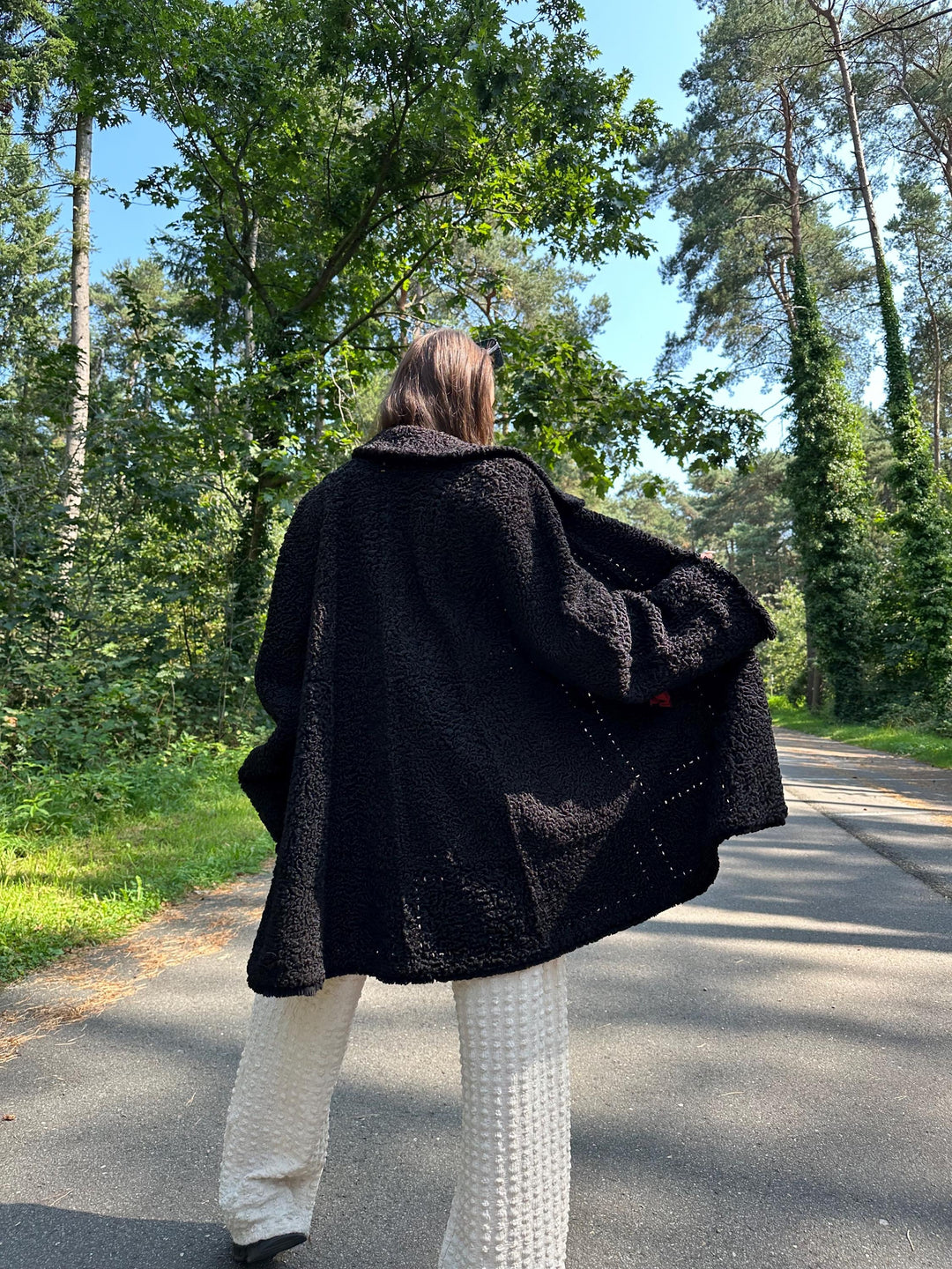 Designer Double-Sided Astrakhan and Red Leather Fur Coat, XXL Size, Luxurious and Warm Fur Coat, Real Fur Coat, Perfect for Winter Style