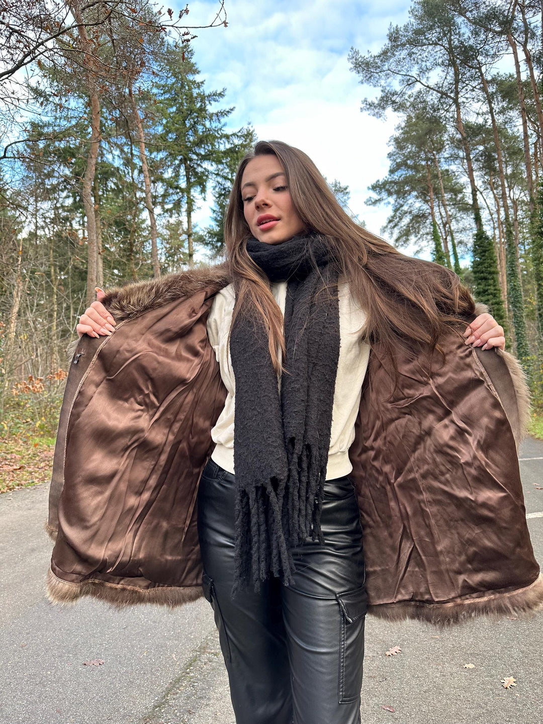 Raccoon Fur Coat, M/L Size, Light Brown Color, Real Soft Raccoon Fur, Vintage Classic Style, Elegant and Luxury Warm Fur Coat for Women