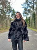 Black Fox Fur Jacket, Large Size, Real Black Fox Fur, Shiny and Luxurious, Elegant Women's Fur Jacket, Premium Outerwear, Vintage Fur Jacket