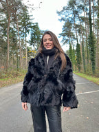 Women's Black Fox fur jacket, size L