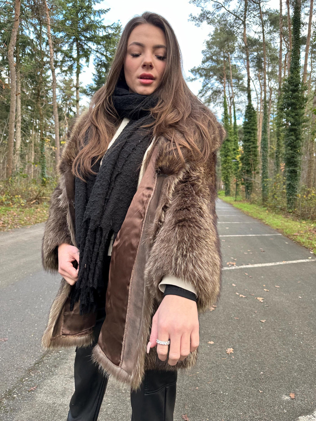 Raccoon Fur Coat, M/L Size, Light Brown Color, Real Soft Raccoon Fur, Vintage Classic Style, Elegant and Luxury Warm Fur Coat for Women
