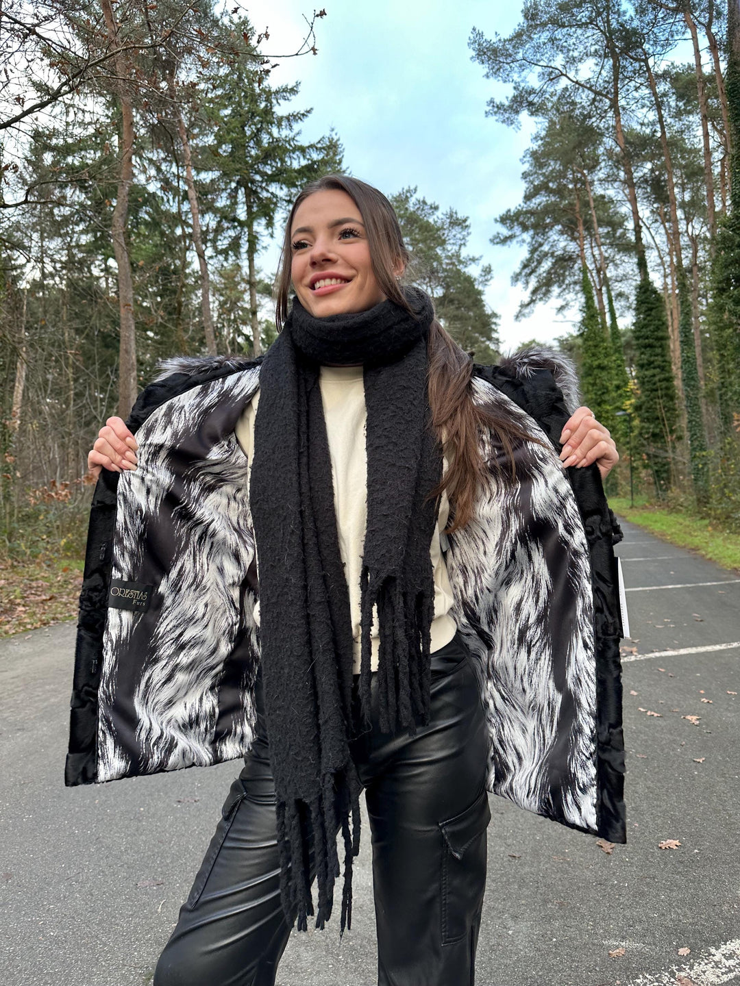 New Black Astrakhan Jacket with Silver Fox Fur Collar, Small Size, Genuine Astrakhan Fur, Made in Greece, Luxury Women's Fur Jacket, Vintage