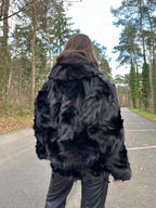 Black Fox Fur Jacket, Size L