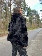 Black Fox Fur Jacket, Size L