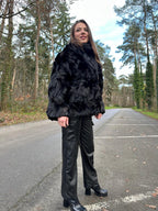Black Fox Fur Jacket, Size L