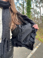 Black Fox Fur Jacket, Size L