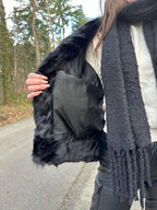 Black Fox Fur Jacket, Size L