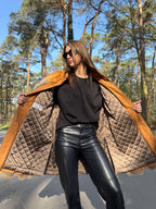 Red Fox Fur Jacket, Leather, Size M