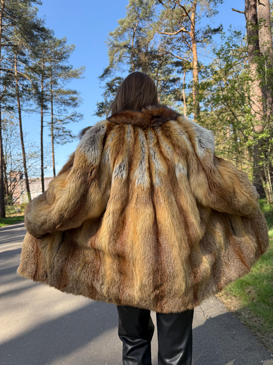 Rare Red Fox Fur Jacket with Golden Lining, Medium Size, Real Fox Fur, Soft and Luxurious, Vintage Style Women's Outerwear, Red Fox Fur Coat