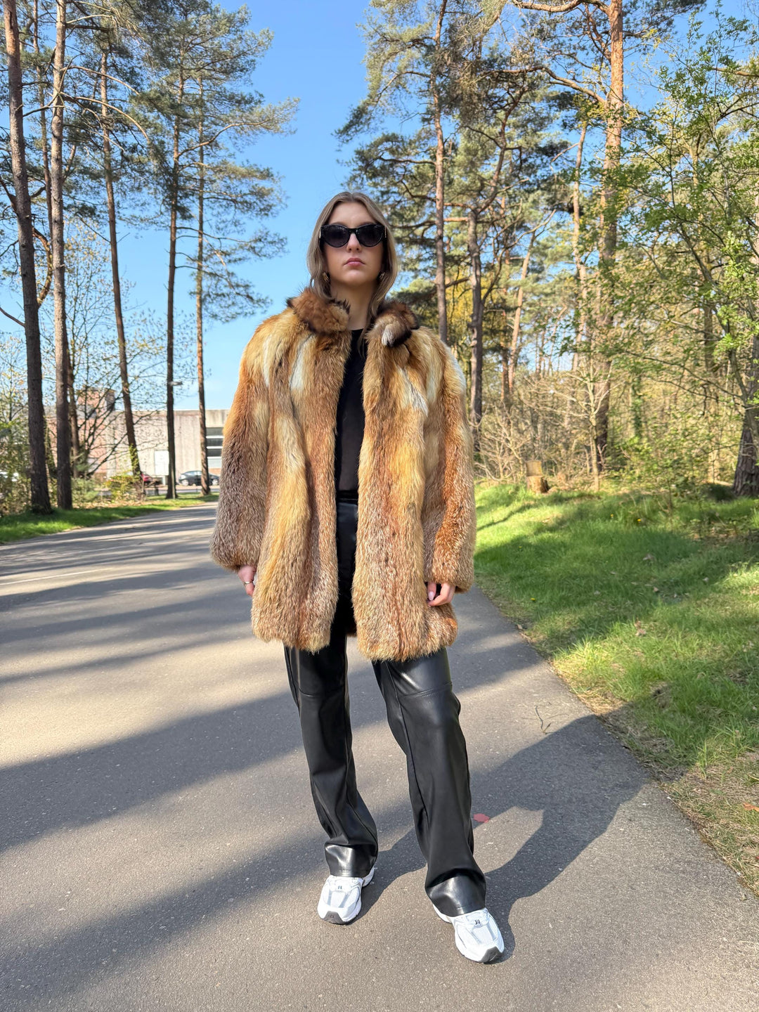 Rare Red Fox Fur Jacket with Golden Lining, Medium Size, Real Fox Fur, Soft and Luxurious, Vintage Style Women's Outerwear, Red Fox Fur Coat