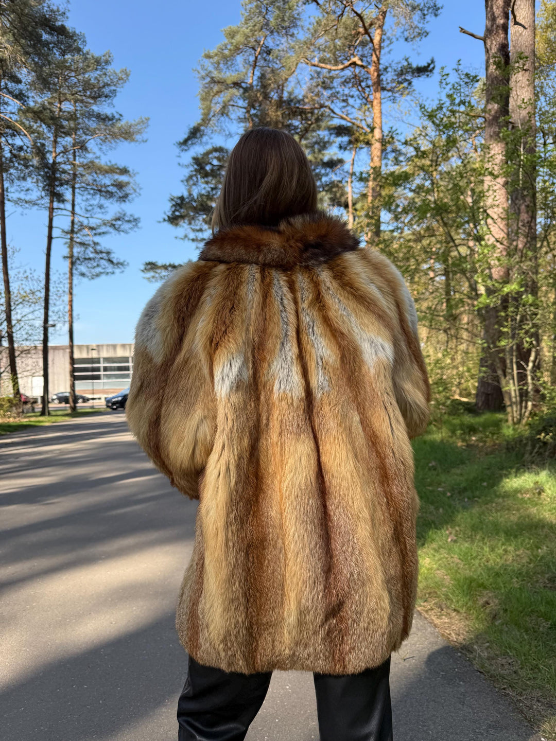 Rare Red Fox Fur Jacket with Golden Lining, Medium Size, Real Fox Fur, Soft and Luxurious, Vintage Style Women's Outerwear, Red Fox Fur Coat