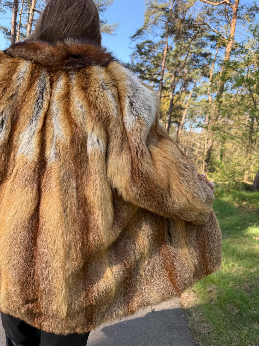 Rare Red Fox Fur Jacket with Golden Lining, Medium Size, Real Fox Fur, Soft and Luxurious, Vintage Style Women's Outerwear, Red Fox Fur Coat
