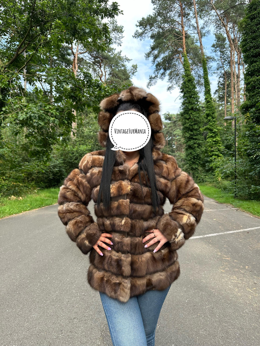 Handmade Sable Fur Jacket - Medium Size, Crafted with Premium Sable Head Fur Pieces for a Unique and Luxurious Fashion Statement, Sable Fur