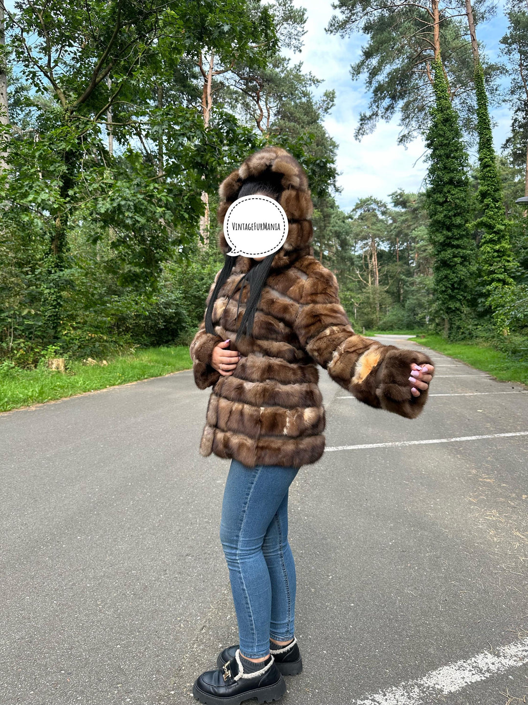 Handmade Sable Fur Jacket - Medium Size, Crafted with Premium Sable Head Fur Pieces for a Unique and Luxurious Fashion Statement, Sable Fur