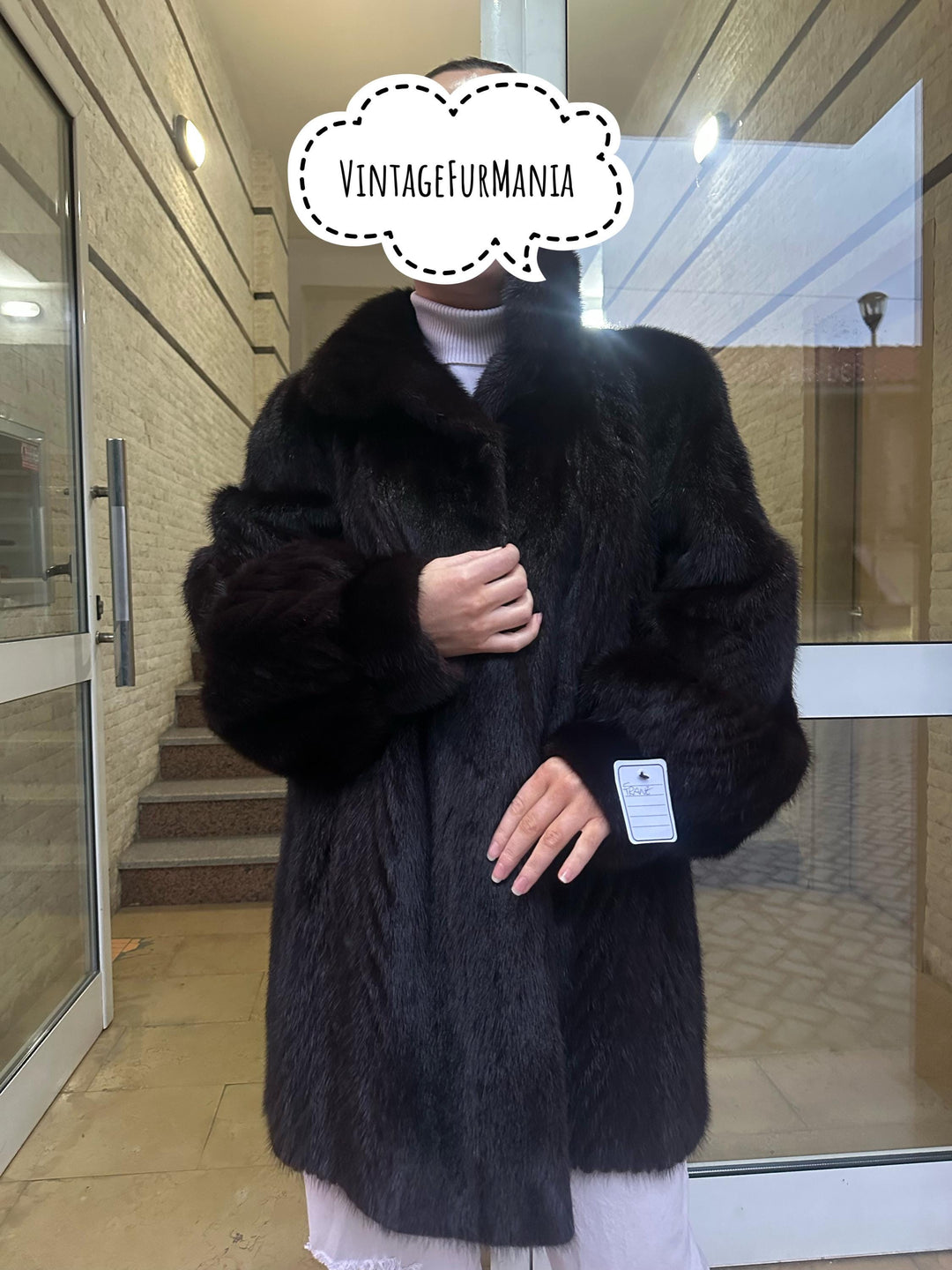 Mink Jacket in Dark Brown Color, Large Size, Real Mink Fur, Warm and Soft Fur Jacket, Classic Vintage Style, Elegant Women's Outerwear, Mink