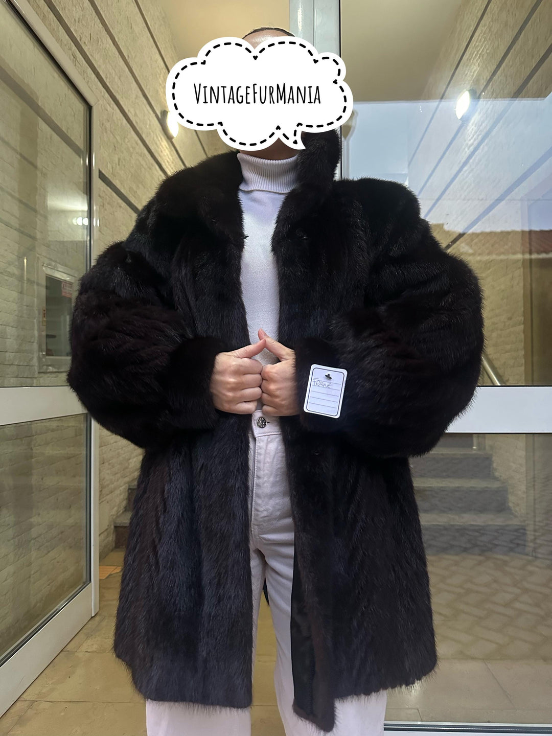 Mink Jacket in Dark Brown Color, Large Size, Real Mink Fur, Warm and Soft Fur Jacket, Classic Vintage Style, Elegant Women's Outerwear, Mink