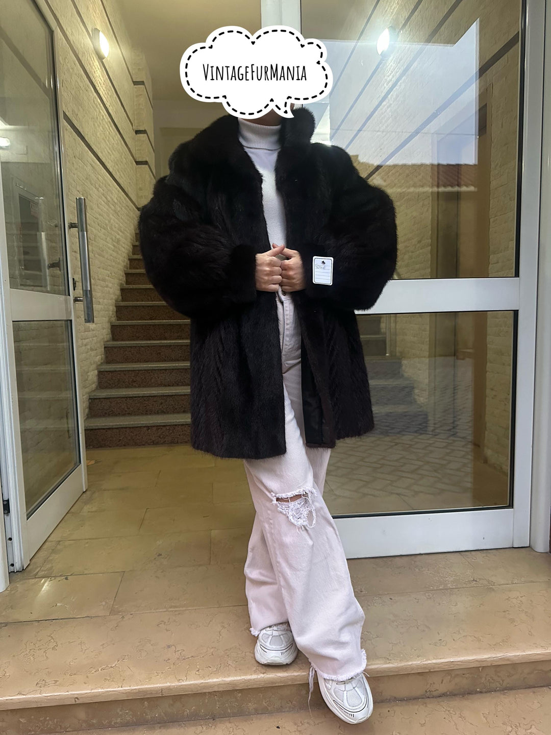 Mink Jacket in Dark Brown Color, Large Size, Real Mink Fur, Warm and Soft Fur Jacket, Classic Vintage Style, Elegant Women's Outerwear, Mink