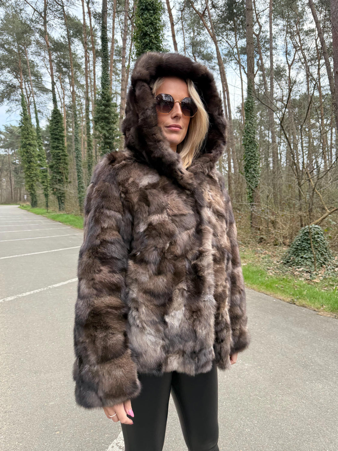 Sable Fur Jacket with Hoodie, Medium M/L Size, Brand New Never Used, Rich Expensive Fur Coat, Sable Fur for Women, Premium Fur, Custom Made