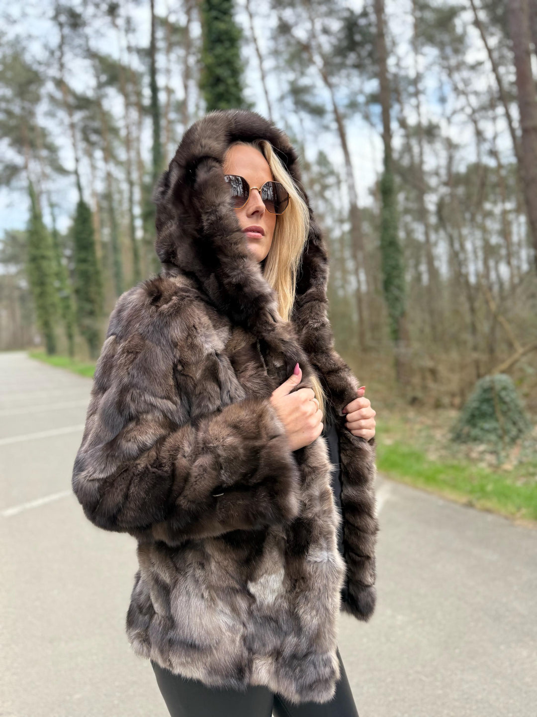 Sable Fur Jacket with Hoodie, Medium M/L Size, Brand New Never Used, Rich Expensive Fur Coat, Sable Fur for Women, Premium Fur, Custom Made