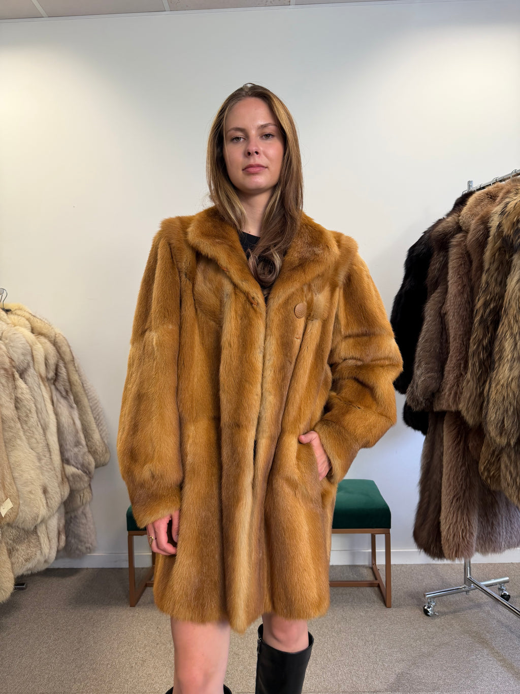 MGolden Mink Fur Jacket, Large, Special Style