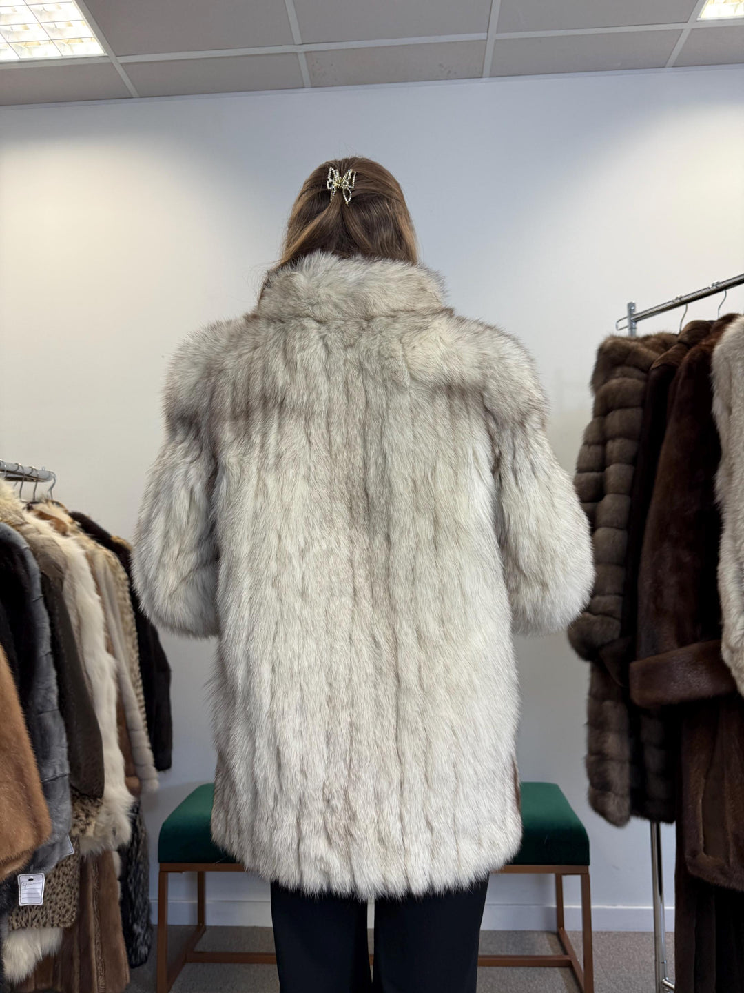 White Fox Fur Jacket, Medium Size, Blue Fox Jacket, Vintage Fur Jacket, Women's Fur Jacket, Real Fox Fur, Real Fox Jacket, Soft Fur Jacket