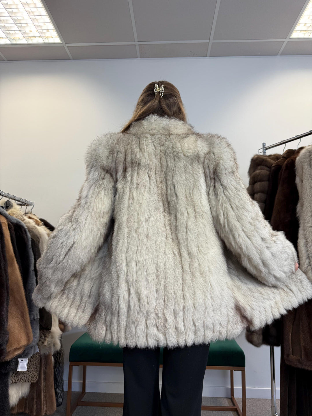 White Fox Fur Jacket, Medium Size, Blue Fox Jacket, Vintage Fur Jacket, Women's Fur Jacket, Real Fox Fur, Real Fox Jacket, Soft Fur Jacket