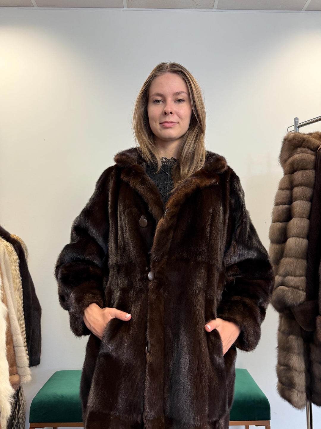 Mink Leather Coat, Large Size, Double Sided Coat, Brown Mink Coat, Vintage Fur Coat, Women's Fur Coat, Real Mink Fur Coat, Real Fur Coat