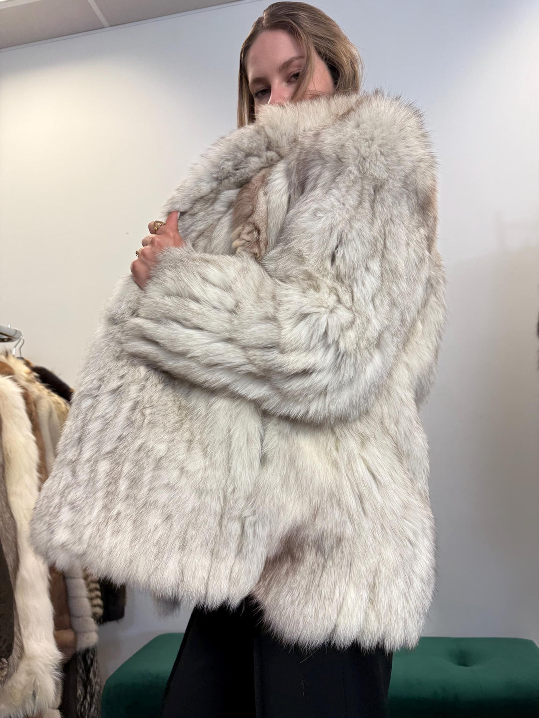White Fox Fur Jacket, Medium Size, Blue Fox Jacket, Vintage Fur Jacket, Women's Fur Jacket, Real Fox Fur, Real Fox Jacket, Soft Fur Jacket