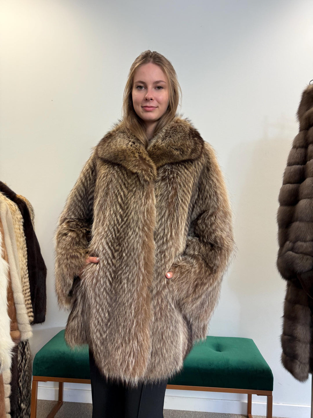 Soft Raccoon Fur Coat, Large Size, Real Fur Coat, Raccoon Coat, Silver Raccoon Fur, Vintage Fur Coat, Thick Raccoon Coat, Women's Fur Coat