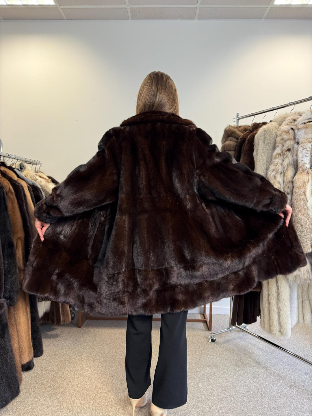 Mink Leather Coat, Large Size, Double Sided Coat, Brown Mink Coat, Vintage Fur Coat, Women's Fur Coat, Real Mink Fur Coat, Real Fur Coat
